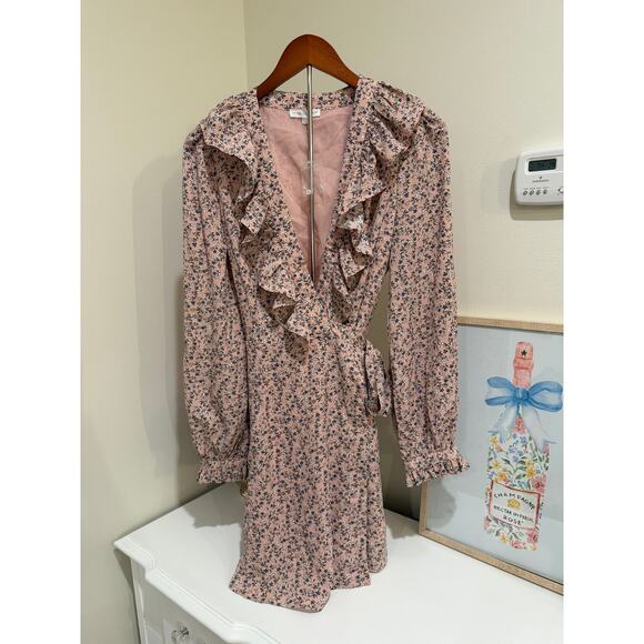 Free the Roses Dresses & Skirts - ✨ Free the Rose Pink for Anthropologie-Floral Ruffle Wrap Dress — NWT ✨
